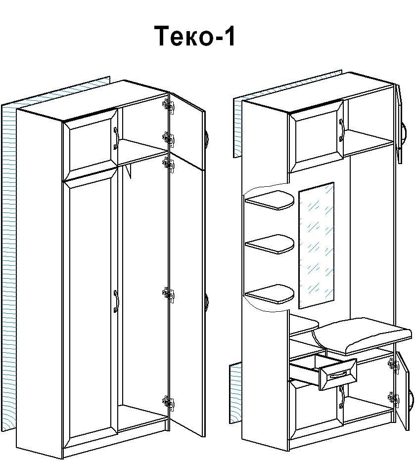Прихожая Теко 1 МДФ — модульная